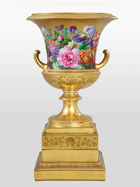 ウィーン窯・帝国磁器製作所　ヨーゼフ・ガイア―　《金地花文クラテル形大花瓶》
