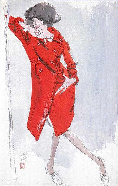 長沢節《女性像（赤いコート）》1950年代　個人蔵