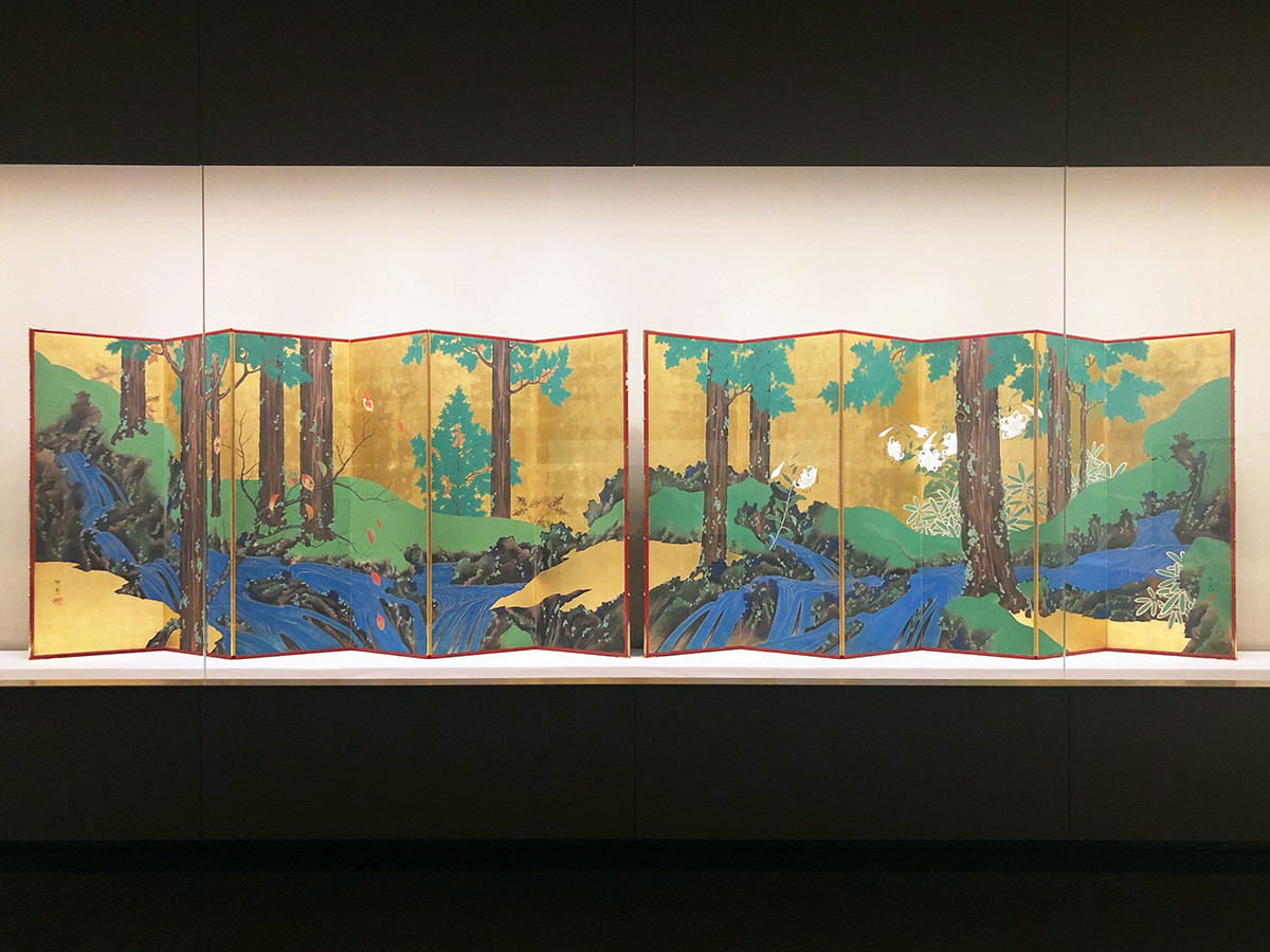 根津美術館「鈴木其一・夏秋渓流図屏風」会場