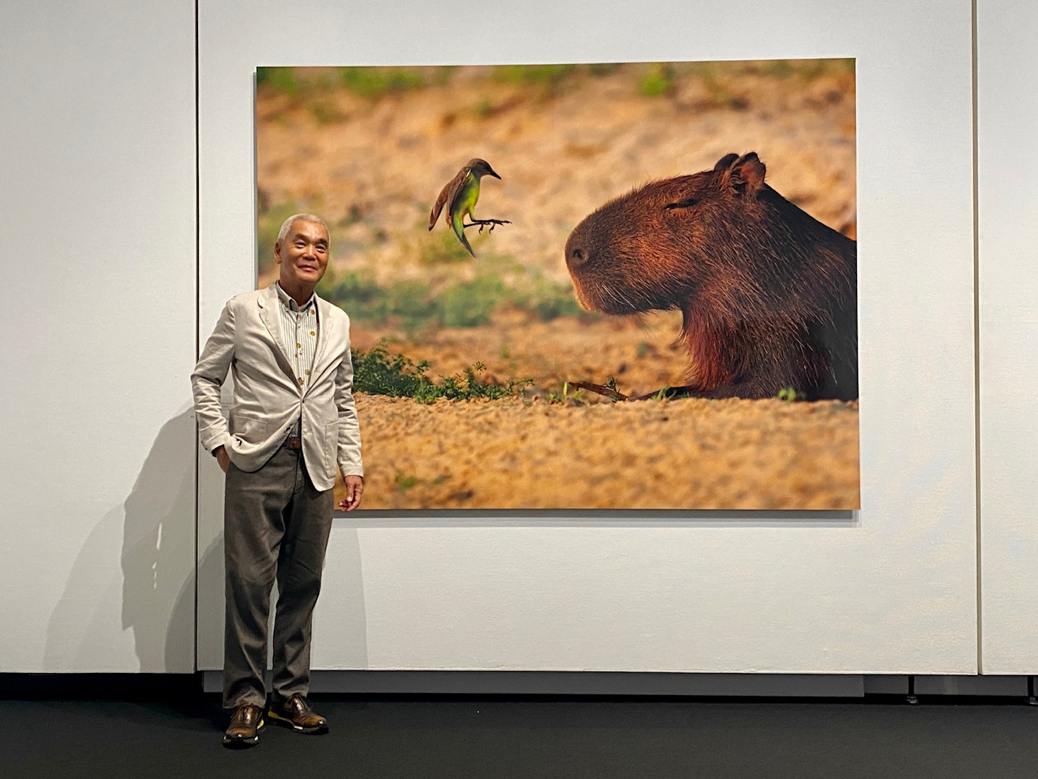 東京都写真美術館「岩合光昭写真展 PANTANAL　パンタナール 清流がつむぐ動物たちの大湿原」会場 岩合光昭氏