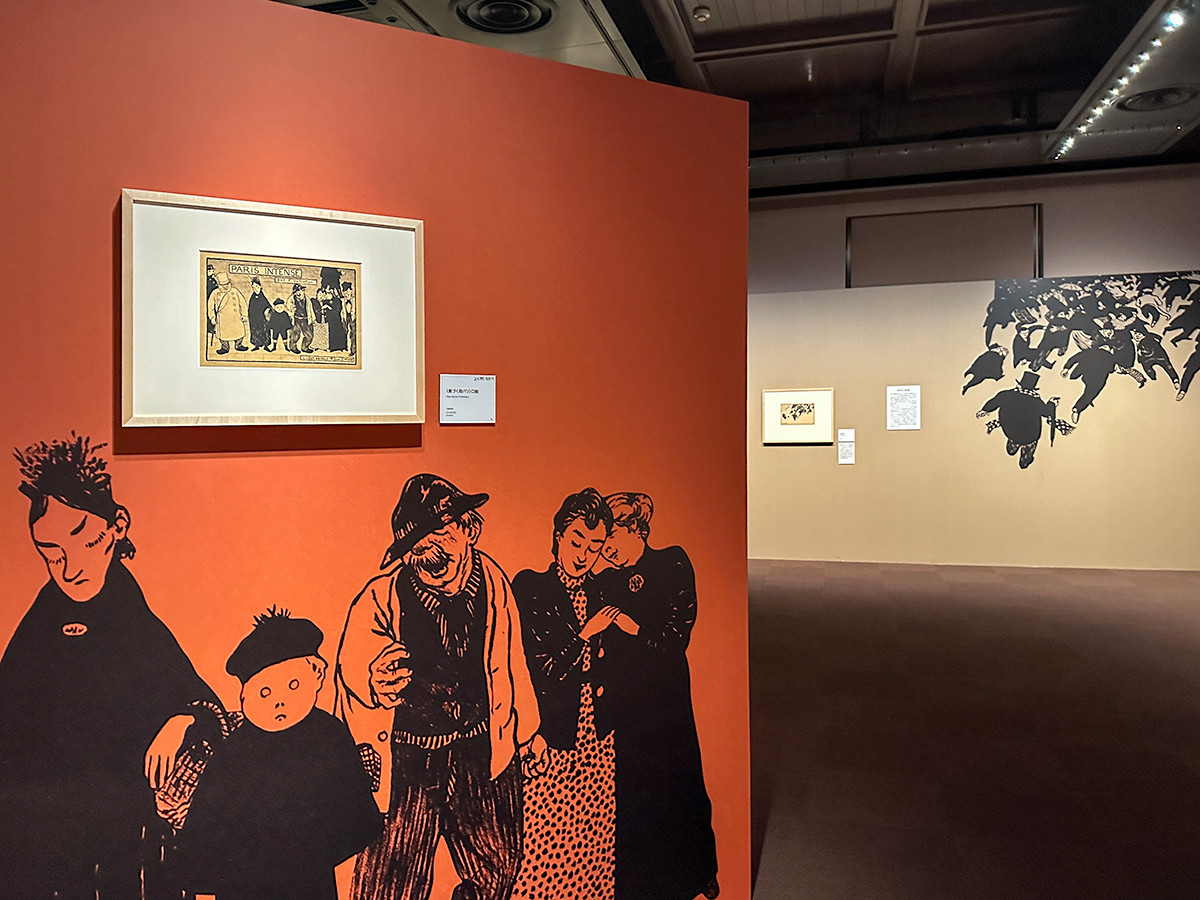 三菱一号館美術館「ヴァロットン ― 黒と白」会場より (左)〈息づく街パリ〉口絵 1894年