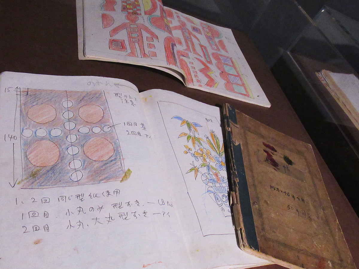 美術館「えき」KYOTO「柚木沙弥郎 life･LIFE展」会場より　色を指示するノート