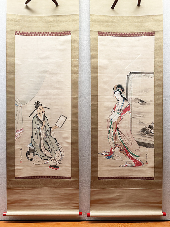 太田記念美術館「浮世絵と中国」会場より　鳥文斎栄之《毛延寿図　王昭君図》寛成中期-文政12年（1793-1829）