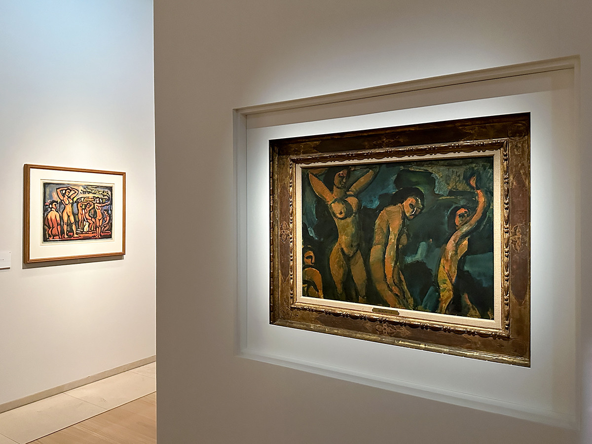 パナソニック汐留美術館「ジョルジュ・ルオー　― かたち、色、ハーモニー ―」会場より　（右）《水浴の女たち（構成）〈表〉》1910年頃　出光美術館
