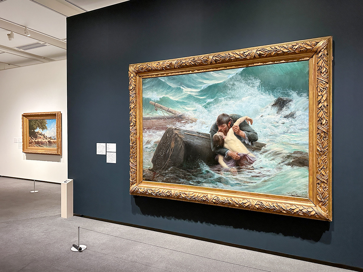 SOMPO美術館「ブルターニュの光と風」会場より　（右）アルフレッド・ギユ《さらば！》1892年 カンペール美術館