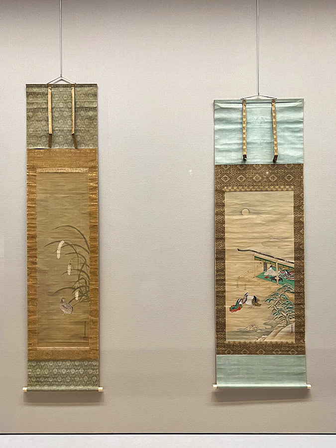 （左から）《粟鶉図》 土佐光成筆 江戸時代 17～18世紀 ／ 《源氏物語朝顔図》 土佐光起筆 江戸時代 17世紀