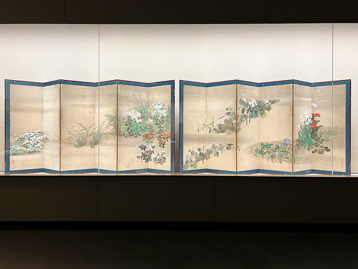 《四季草花図屏風》 喜多川相説 江戸時代 17世紀