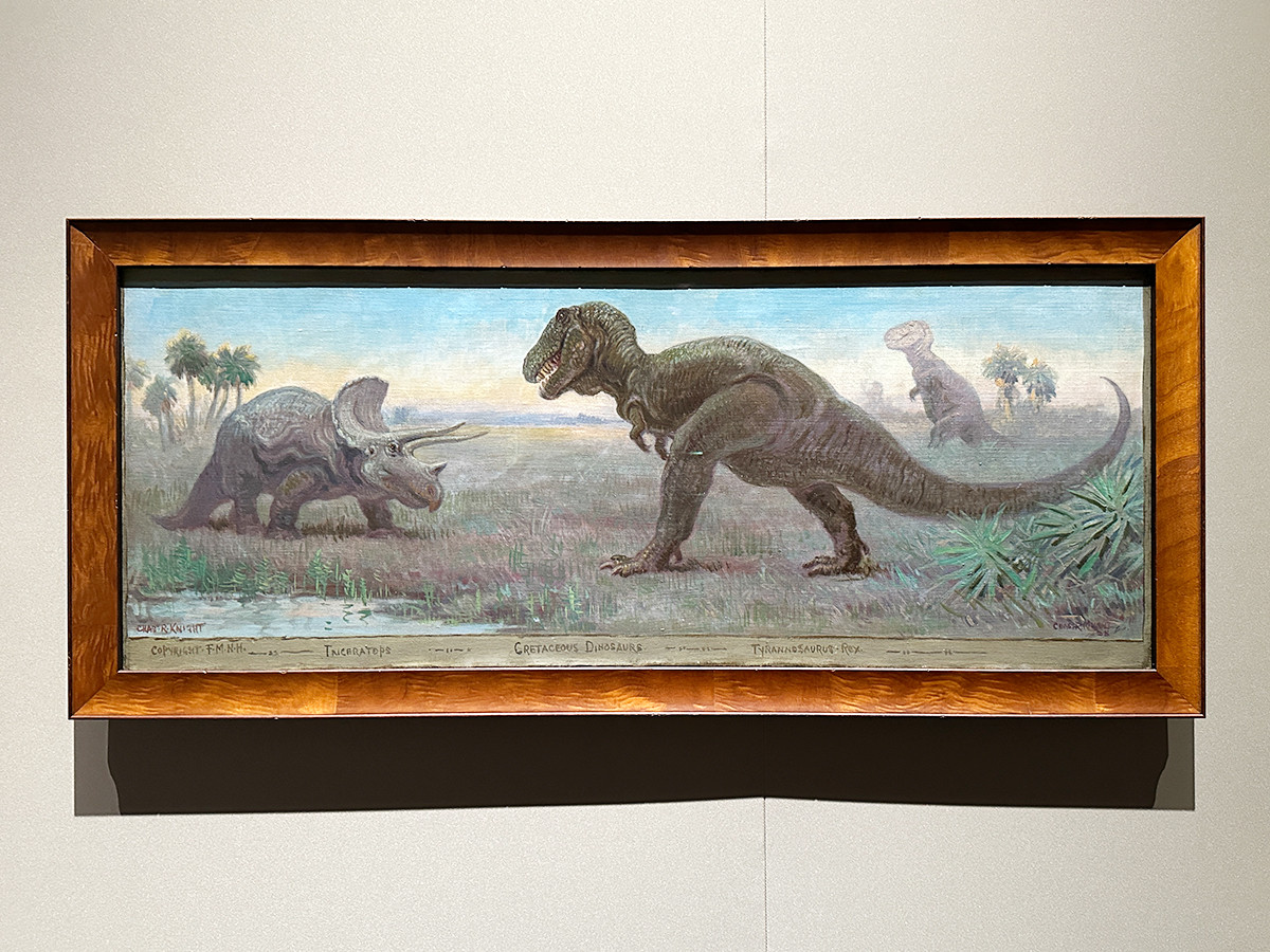 上野の森美術館　特別展「恐竜図鑑 －失われた世界の想像／創造」会場より　チャールズ・R・ナイト《白亜紀—モンタナ》1928年 プリンストン大学