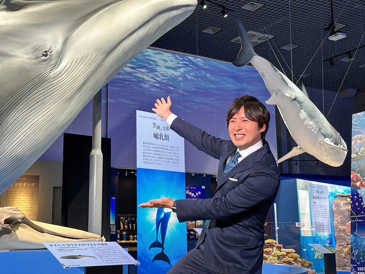国立科学博物館「海　―生命のみなもと―」会場 展覧会公式ナビゲーター・桝太一さん
