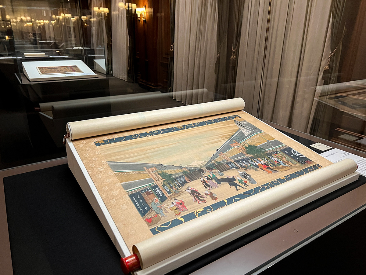 《駿河町越後屋正月風景図》 鳥居清長筆 江戸時代・18世紀 三井記念美術館(北家旧蔵)