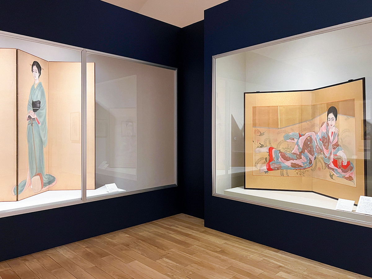（左から）《歌妓》 大正15年 個人蔵（京都国立近代美術館寄託） ／ 《春》 昭和4年 メトロポリタン美術館