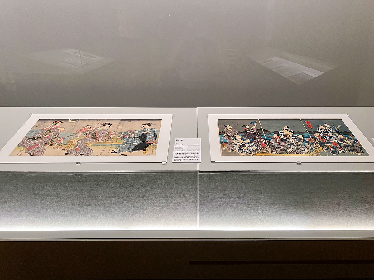 (左から)《納凉之圖》溪斎英泉 江戸時代 19世紀 太田記念美術館 / 《隅田乃蛍狩》三代歌川豊国(国貞) 江戸時代 嘉永6年(1853) 太田記念美術館 (2点とも)【展示期間:7/22~8/21】