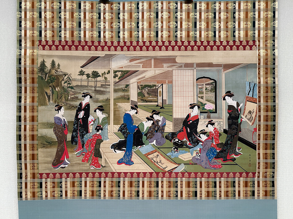 出光美術館「日本の美・鑑賞入門 しりとり日本美術」会場より 《美人鑑賞図》勝川春章 江戸時代 出光美術館