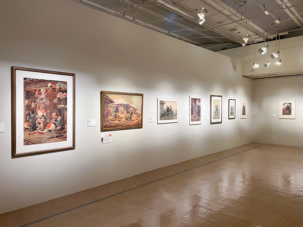 日本橋髙島屋 S.C. 本館8階ホール「高野光正コレクション 発見された日本の風景」会場 (手前)笠木治郎吉《提灯屋の店先》高野光正コレクション