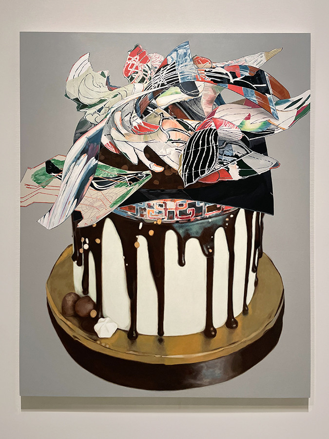 名古屋市美術館「開館35周年記念　福田美蘭 ― 美術って、なに？」会場より　福田美蘭《説教（フランク・ステラによる）》2003年 作家蔵