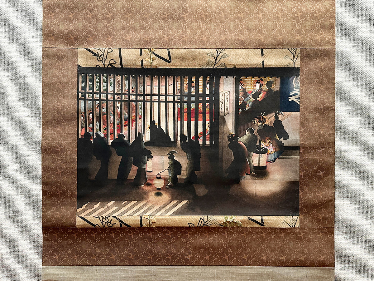 太田記念美術館「葛飾応為『吉原格子先之図』」会場より　葛飾応為《吉原格子先之図》文政～安政（1818～60）頃