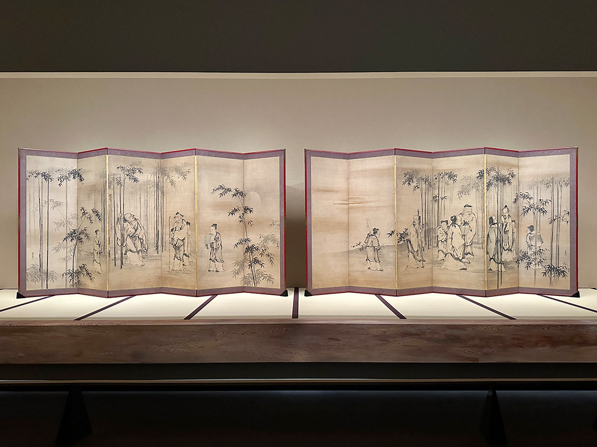 MOA美術館 名品展 国宝「紅白梅図屏風」会場より 久隅守景《竹林七賢人図屏風》江戸時代 17世紀