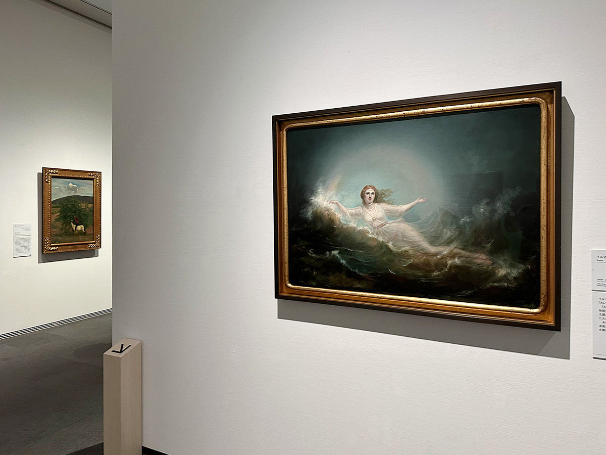 SOMPO美術館「北欧の神秘―ノルウェー・スウェーデン・フィンランドの絵画」会場より　（右手前）ロベルト・ヴィルヘルム・エークマン《イルマタル》1860年　フィンランド国立アテネウム美術館