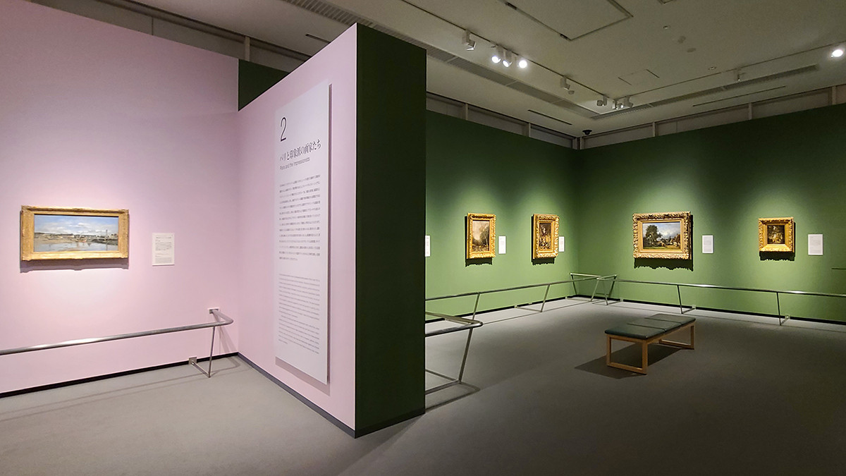 会場風景　1章：伝統への挑戦　2章：パリと印象派の画家たち 「印象派　モネからアメリカへ　ウスター美術館所蔵」展示風景、東京富士美術館、2024年