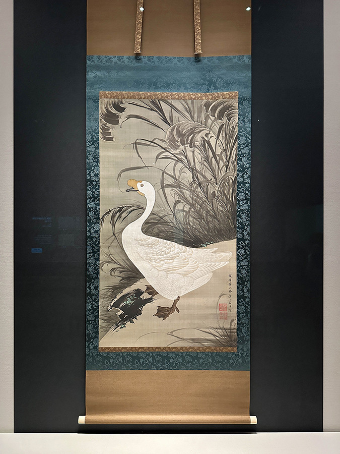 皇居三の丸尚蔵館「いきもの賞玩」会場より 国宝《動植綵絵 芦鵞図》伊藤若冲 江戸時代 宝暦11年(1761)皇居三の丸尚蔵館収蔵(前期展示)