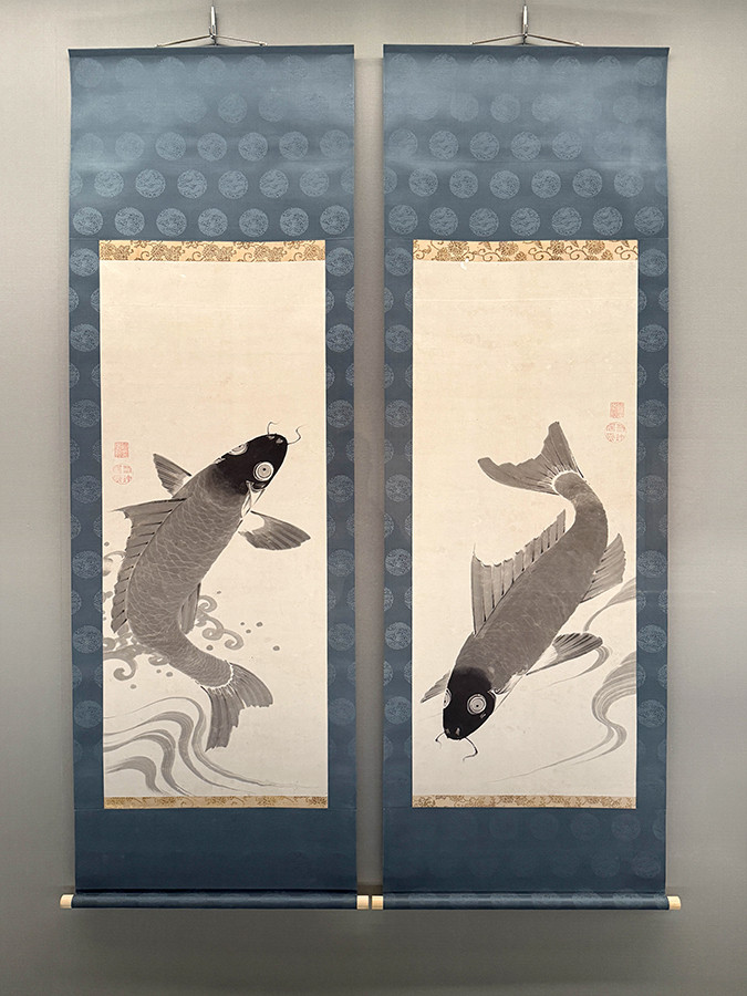 福田美術館「若冲激レア展」会場より　伊藤若冲《鯉魚図》18世紀