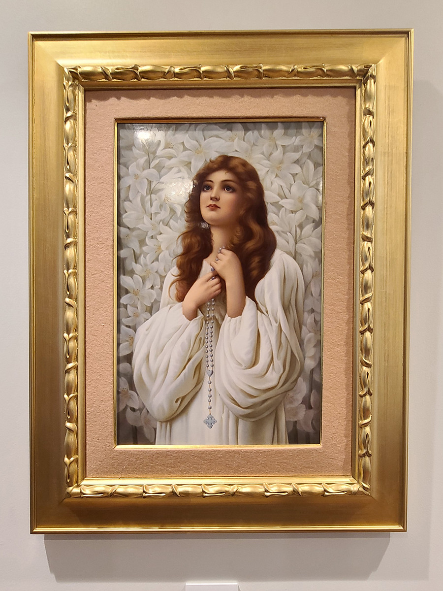 KPM 白百合の女性陶板 1890年頃