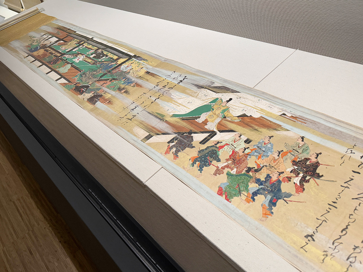 皇居三の丸尚蔵館「瑞祥のかたち」会場より　《小栗判官絵巻 巻8上》岩佐又兵衛　江戸時代（17世紀）皇居三の丸尚蔵館収蔵（前期後期巻替）