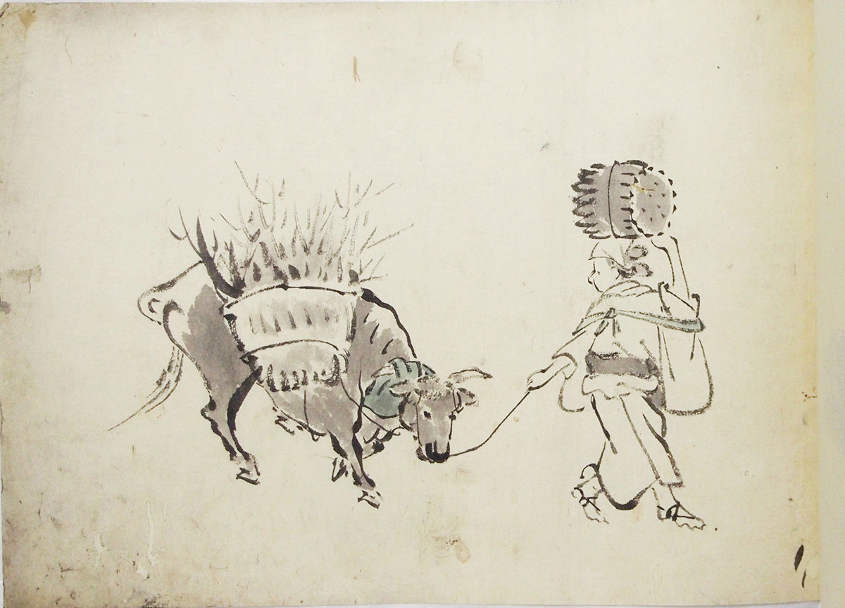 《薪運びの図（「無題画帖」）》