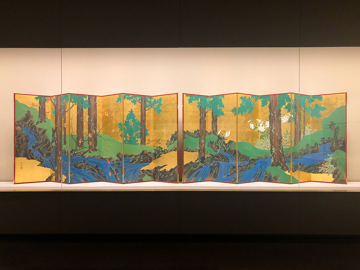 鈴木其一・夏秋渓流図屏風