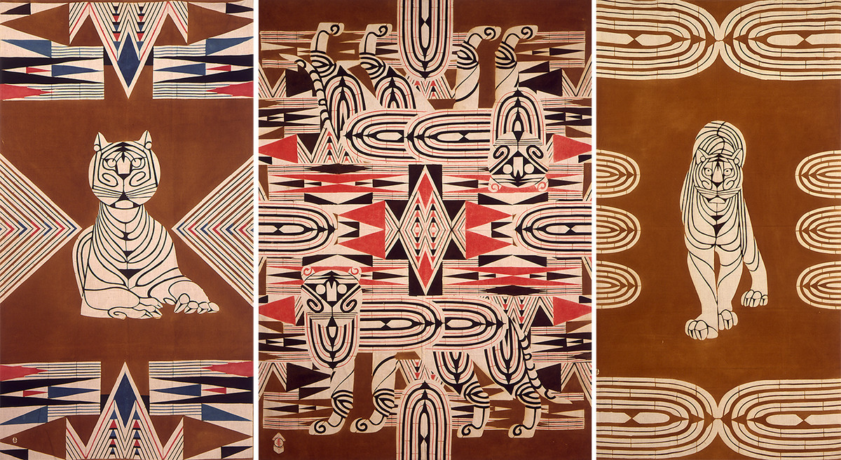 《木綿地型絵染壁掛　虎》