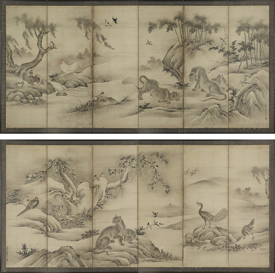 《四季花鳥図屏風》