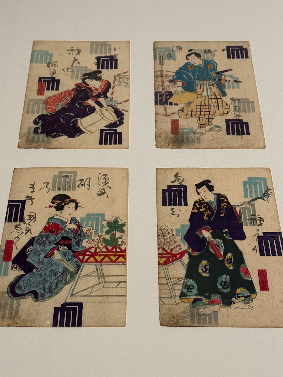 伝統創作版画家　瀧秀水　源氏物語花散里と玉鬘　美人図　額装 伝統創作版画家 瀧秀水 源氏物語花散里と玉鬘 美人図 額装