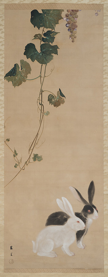 《葡萄兎図》