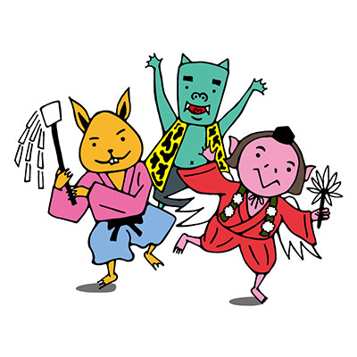 てんぐまい三人衆（埼玉県立歴史と民俗の博物館）