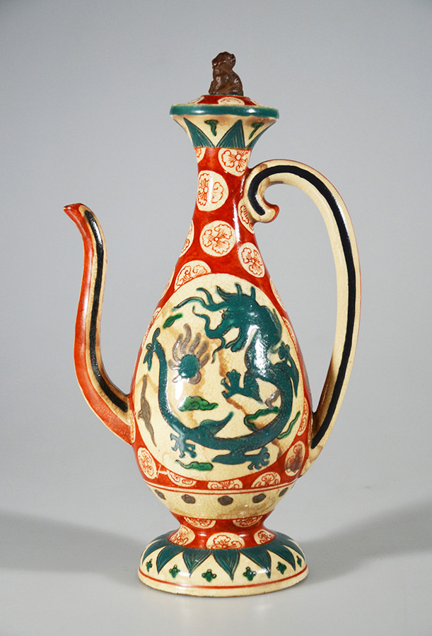 《古萬古　色絵窓龍文盛盞瓶》