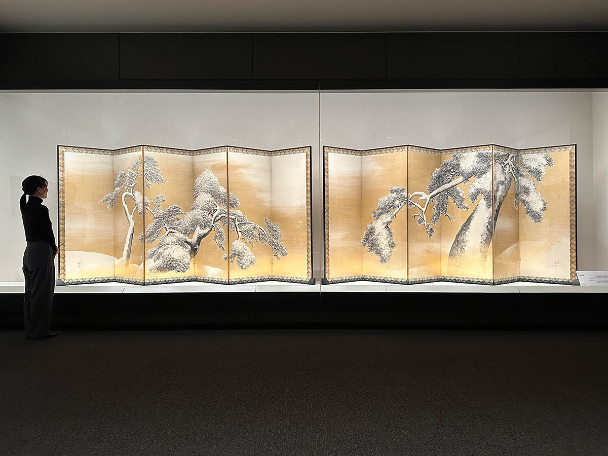 国宝 雪松図と能面×能の意匠