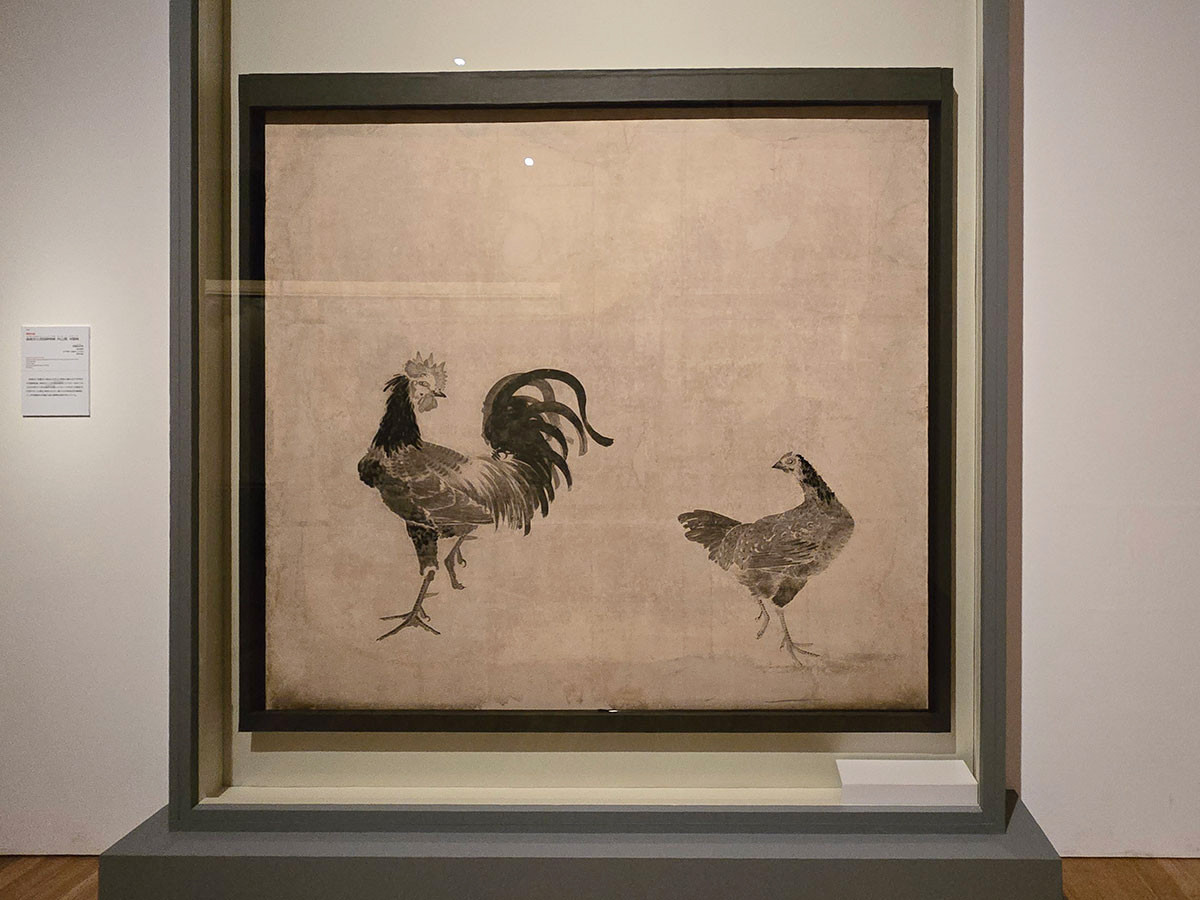 《鹿苑寺大書院障壁画 四之間 双鶏図》伊藤若冲筆 江戸時代 宝暦９年（1759年） 鹿苑寺蔵
