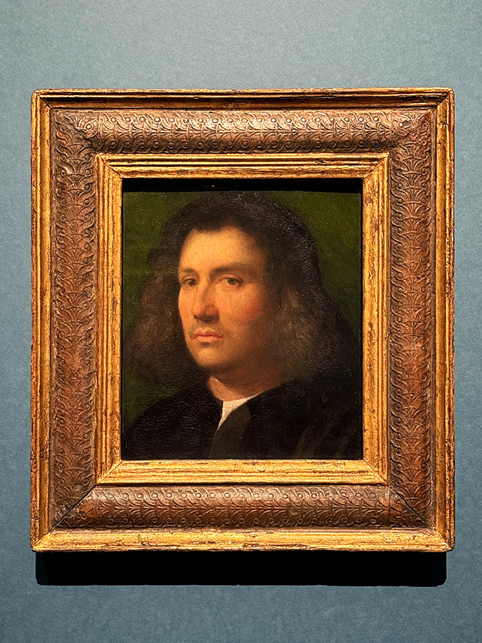 国立西洋美術館「西洋絵画、どこから見るか？」会場より　ジョルジョーネ《男性の肖像》1506年（サンディエゴ美術館）