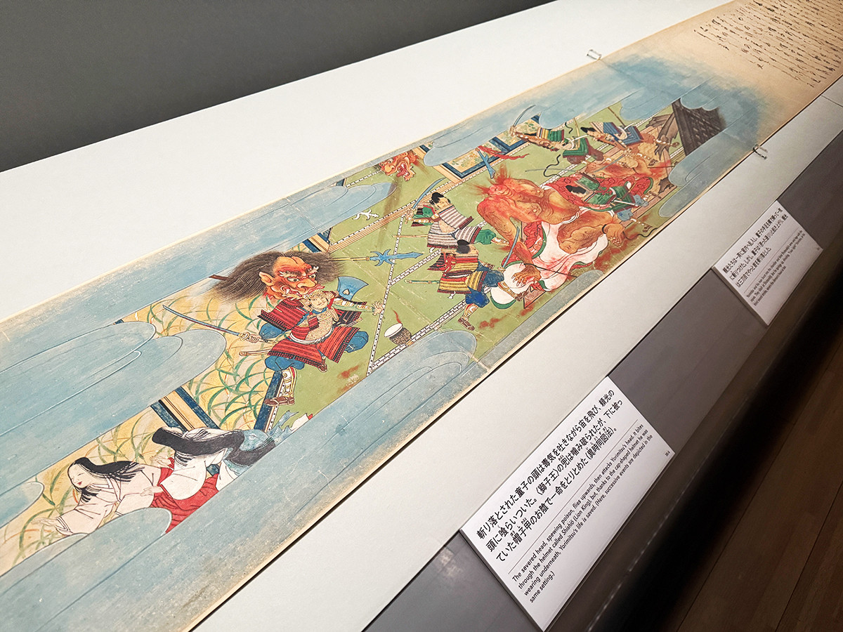 サントリー美術館「酒吞童子ビギンズ」会場より　重要文化財《酒伝童子絵巻》（部分）狩野元信　三巻のうち下巻　大永2年（1522）サントリー美術館［通期展示］