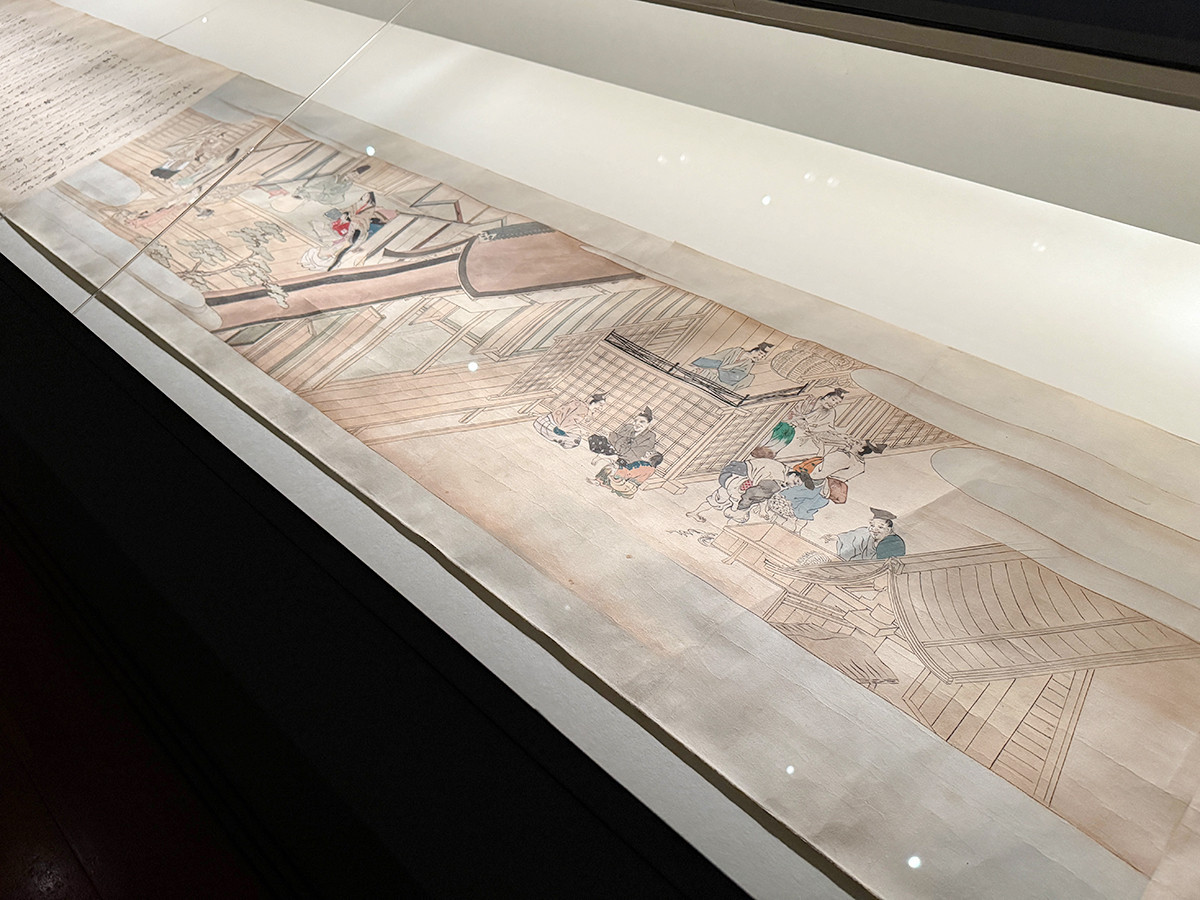 サントリー美術館「酒吞童子ビギンズ」会場より　《酒呑童子絵巻下絵》（部分）住吉廣行　六巻のうち第一巻　天明6年（1786）頃　大阪青山歴史文学博物館［通期展示、会期中場面替］