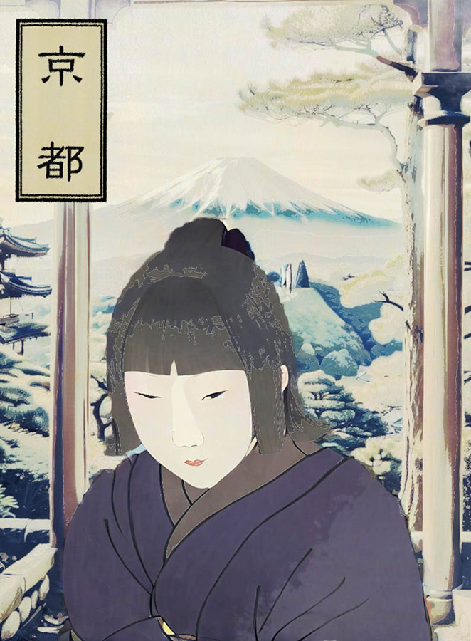 堂島リバーフォーラム「Immersive Museum OSAKA 2025 印象派と浮世絵」会場より　本日の私です　なんとなく雰囲気でてます