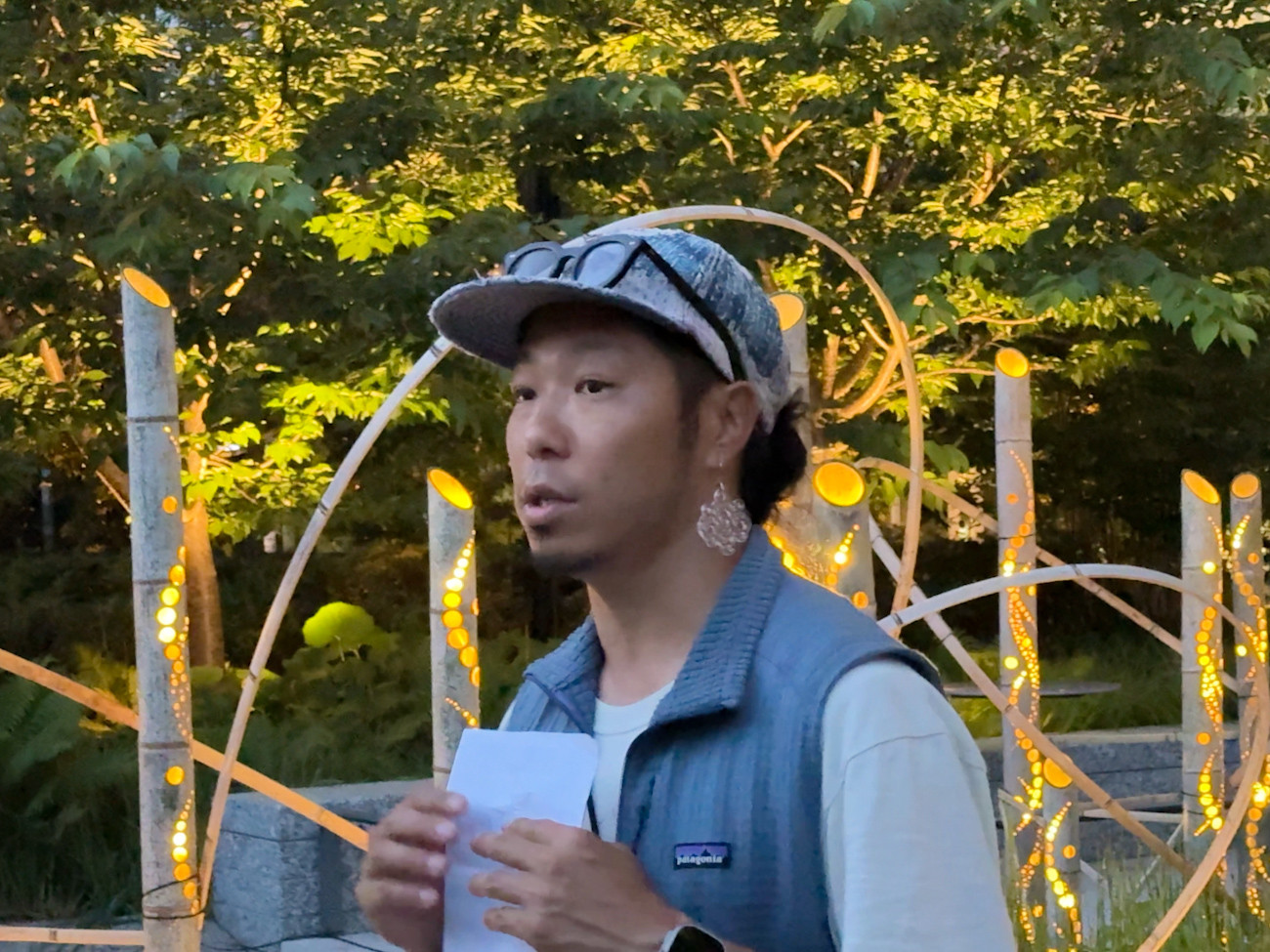 「Otemachi One 竹あかり-灯りの蕾-」会場より　池田親生さん