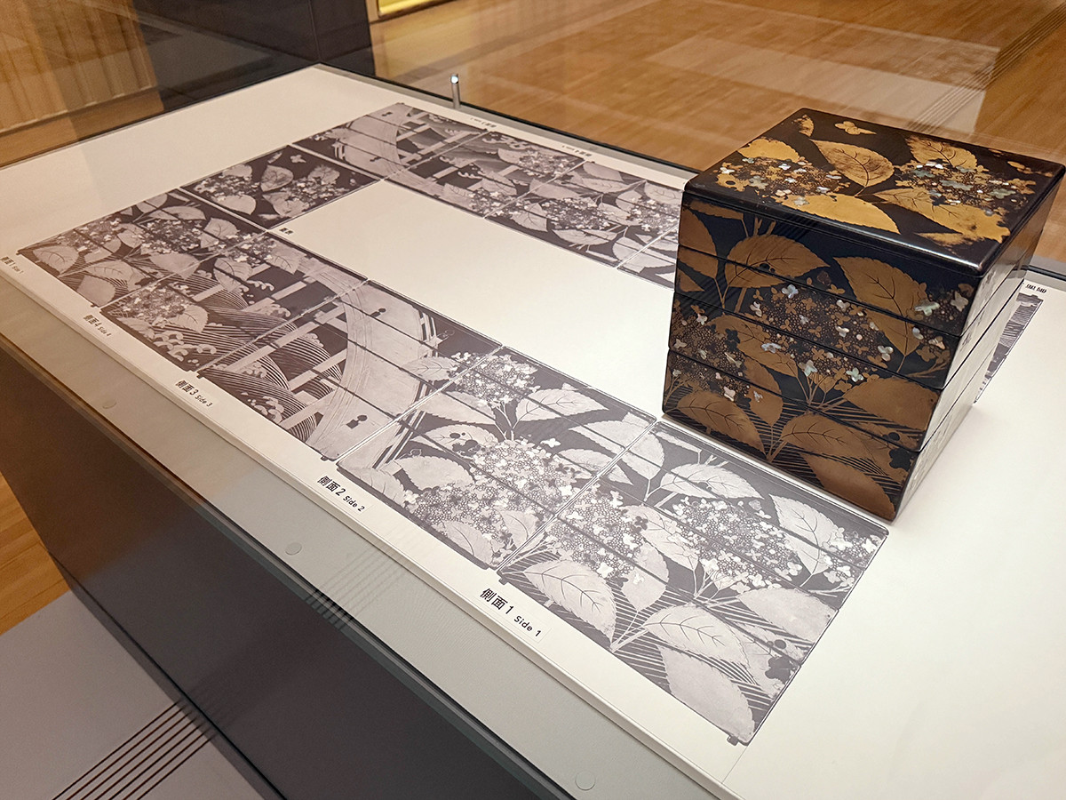 サントリー美術館「まだまだざわつく日本美術」会場より　《紫陽花螺鈿蒔絵重箱》一合　江戸時代　17世紀［展示期間：7/2～7/28］