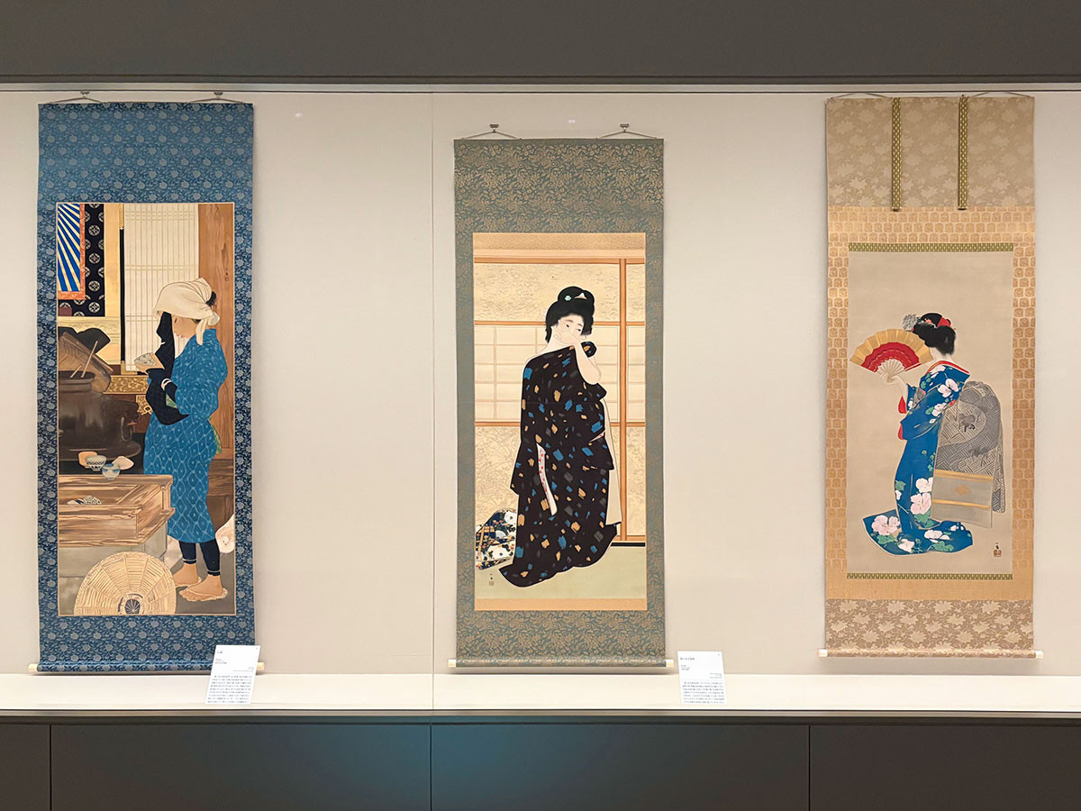 左から　《日稼》1917　東京国立近代美術館、《絵になる最初》（重要文化財）1913［7/4～7/21のみ展示］　京都市美術館、《アレ夕立に》1909　高島屋史料館