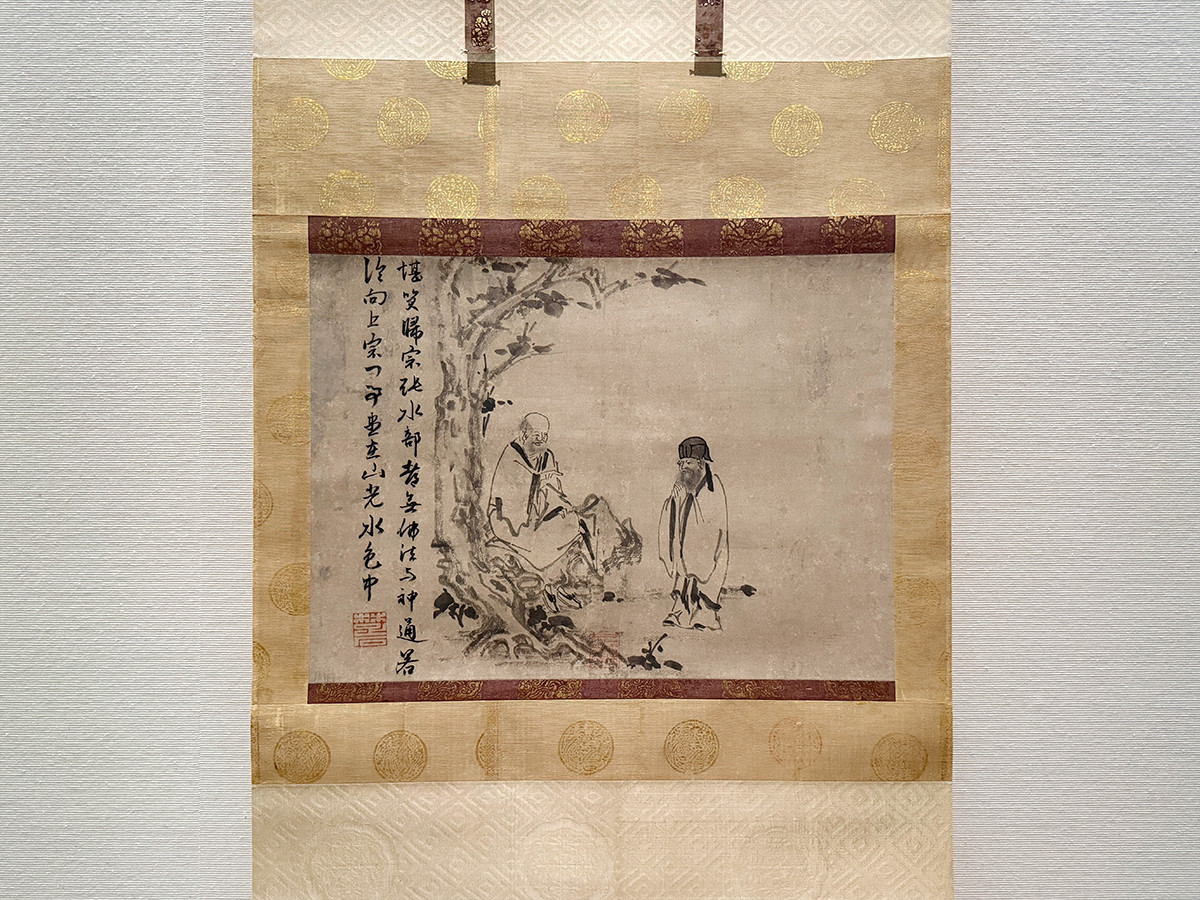 静嘉堂文庫美術館「絵画入門　よくわかる神仏と人物のフシギ」会場より　国宝 因陀羅筆、楚石梵琦題詩《禅機図断簡 智常禅師図》元時代　14世紀［展示期間：7/5～8/11］