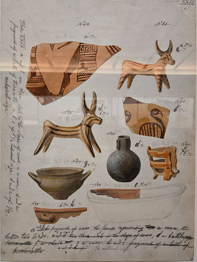 ティリンス遺跡調査報告書原画　19世紀　シュリーーマン自筆の書き込み