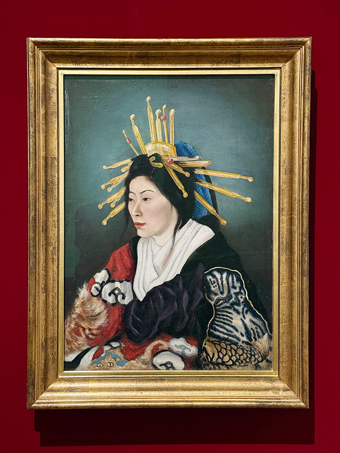 東京藝術大学大学美術館「藝大コレクション展2025 名品リミックス！」会場より　重要文化財　高橋由一《花魁》明治5年（1872）