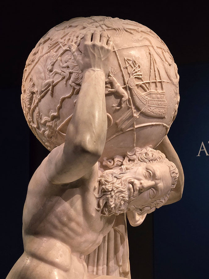 《ファルネーゼのアトラス》(部分)　西暦２世紀　ナポリ国立考古学博物館