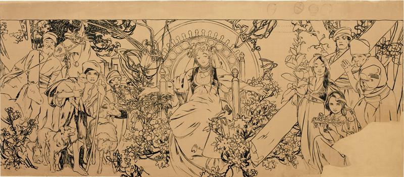 《1900年パリ万国博覧会　ボスニア・ヘルツェゴビナ館壁画〈下絵〉》