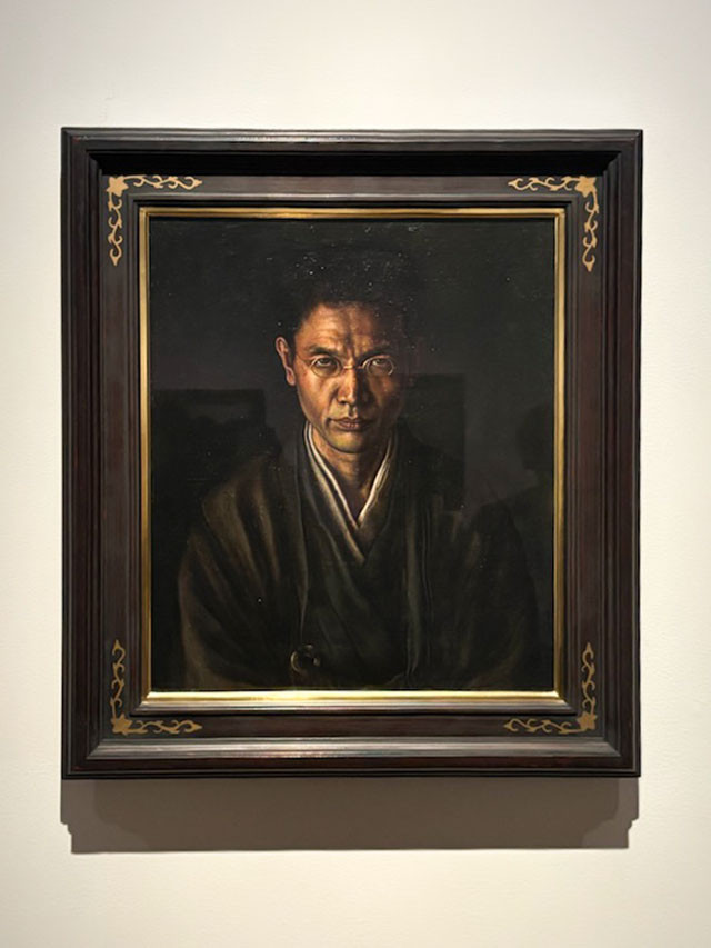 髙島野十郎《絡子をかけたる自画像》大正9（1920）年　福岡県立美術館